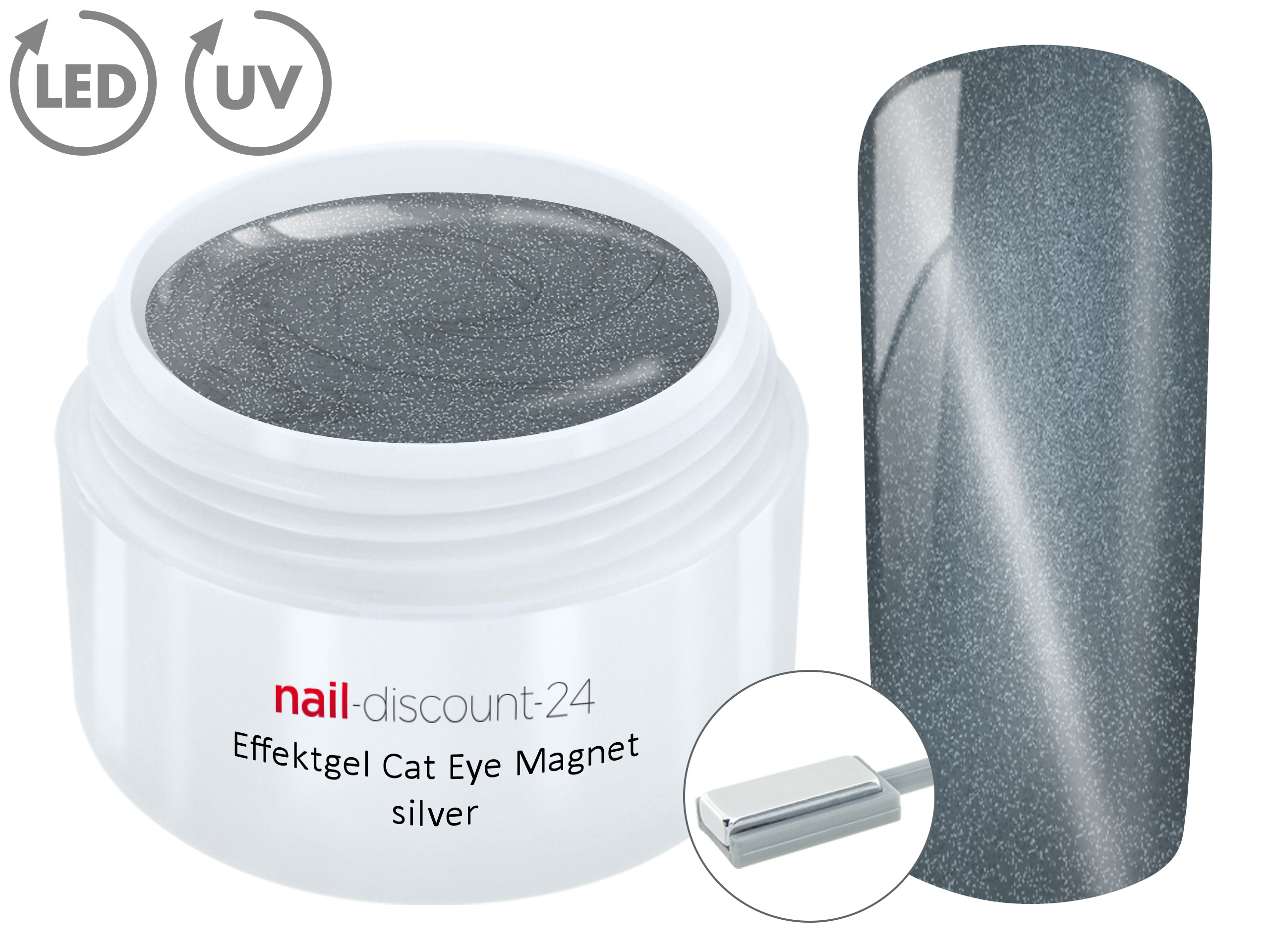 UV LED Effekt Gel Cat Eye SILVER Glitzer Farb Color Magic